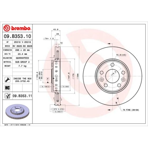 BREMBO Bremsscheibe PRIME LINE - UV Coated