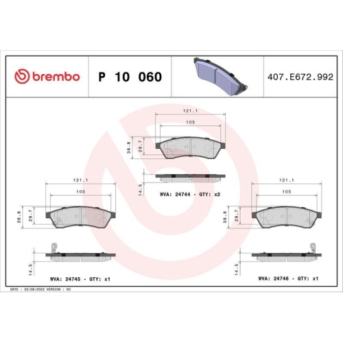 BREMBO Bremsbelagsatz, Scheibenbremse PRIME LINE