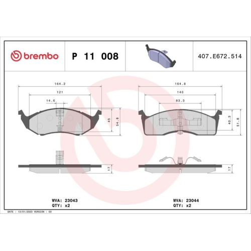 BREMBO Bremsbelagsatz, Scheibenbremse PRIME LINE