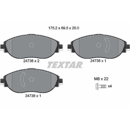 TEXTAR Bremsbelagsatz, Scheibenbremse Q+