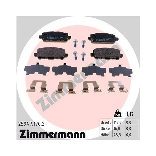 ZIMMERMANN Bremsbelagsatz, Scheibenbremse