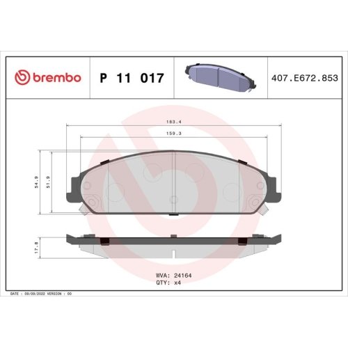 BREMBO Bremsbelagsatz, Scheibenbremse PRIME LINE