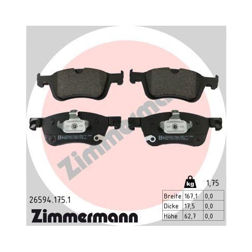 ZIMMERMANN Bremsbelagsatz, Scheibenbremse