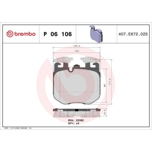 BREMBO Bremsbelagsatz, Scheibenbremse PRIME LINE