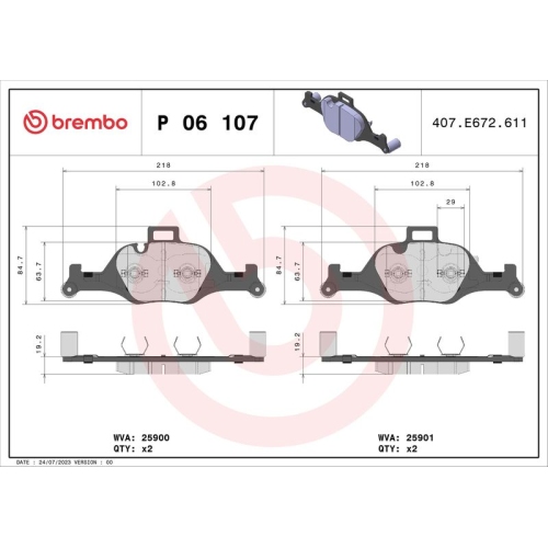 BREMBO Bremsbelagsatz, Scheibenbremse PRIME LINE