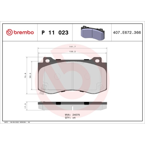 BREMBO Bremsbelagsatz, Scheibenbremse PRIME LINE