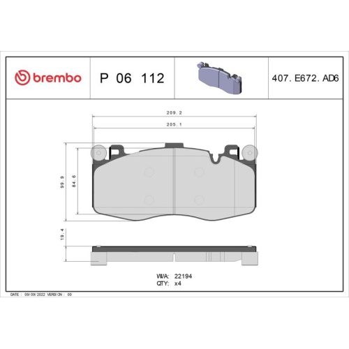 BREMBO Bremsbelagsatz, Scheibenbremse PRIME LINE