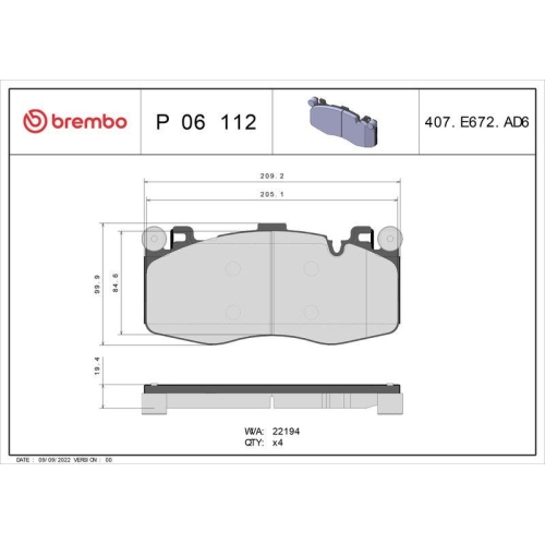 BREMBO Bremsbelagsatz, Scheibenbremse PRIME LINE