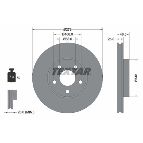 TEXTAR Bremsscheibe PRO+