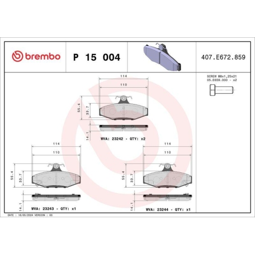 BREMBO Bremsbelagsatz, Scheibenbremse PRIME LINE