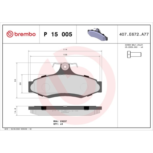 BREMBO Bremsbelagsatz, Scheibenbremse PRIME LINE