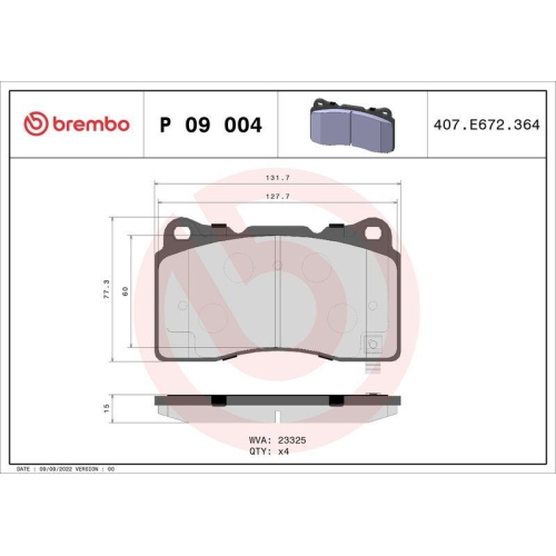 BREMBO Bremsbelagsatz, Scheibenbremse PRIME LINE