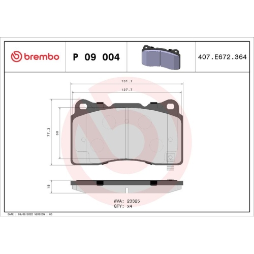 BREMBO Bremsbelagsatz, Scheibenbremse PRIME LINE