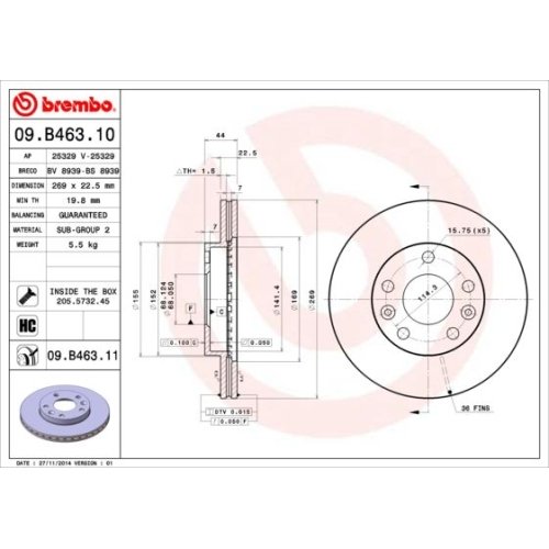 BREMBO Bremsscheibe PRIME LINE - UV Coated