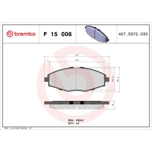 BREMBO Bremsbelagsatz, Scheibenbremse PRIME LINE