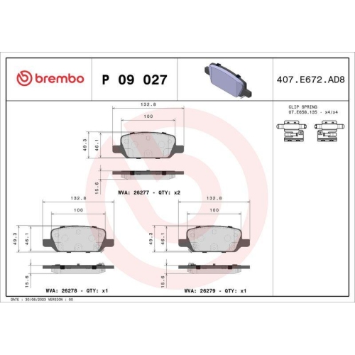 BREMBO Bremsbelagsatz, Scheibenbremse PRIME LINE