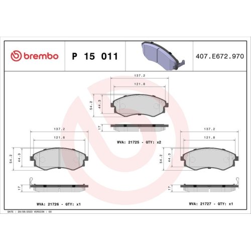 BREMBO Bremsbelagsatz, Scheibenbremse PRIME LINE