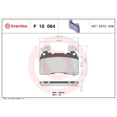 BREMBO Bremsbelagsatz, Scheibenbremse PRIME LINE