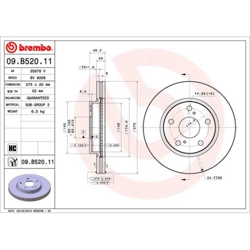 BREMBO Bremsscheibe PRIME LINE - UV Coated