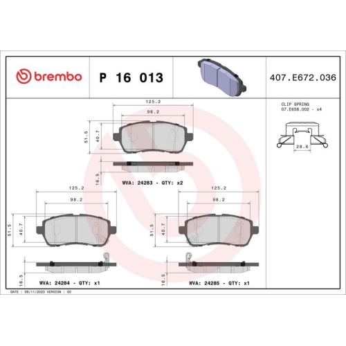 BREMBO Bremsbelagsatz, Scheibenbremse PRIME LINE