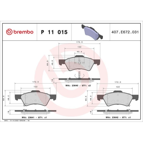 BREMBO Bremsbelagsatz, Scheibenbremse PRIME LINE