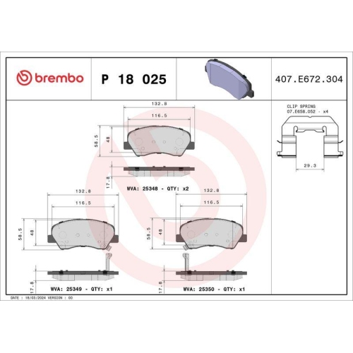 BREMBO Bremsbelagsatz, Scheibenbremse XTRA LINE