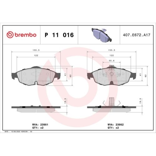 BREMBO Bremsbelagsatz, Scheibenbremse PRIME LINE