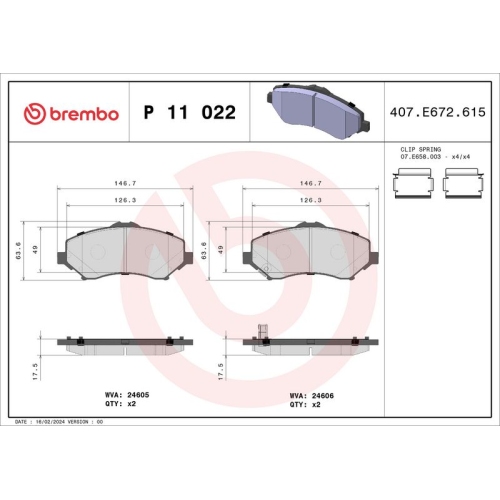 BREMBO Bremsbelagsatz, Scheibenbremse PRIME LINE