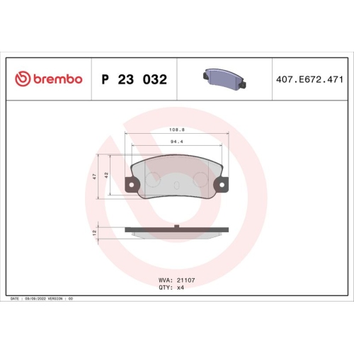 BREMBO Bremsbelagsatz, Scheibenbremse PRIME LINE