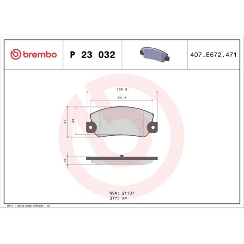 BREMBO Bremsbelagsatz, Scheibenbremse PRIME LINE