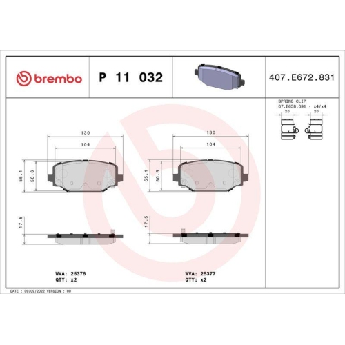 BREMBO Bremsbelagsatz, Scheibenbremse PRIME LINE