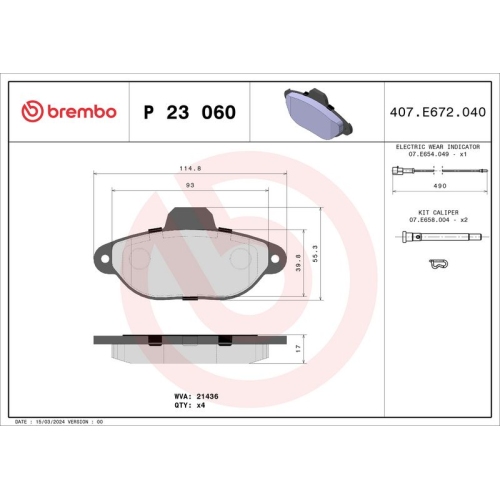 BREMBO Bremsbelagsatz, Scheibenbremse PRIME LINE