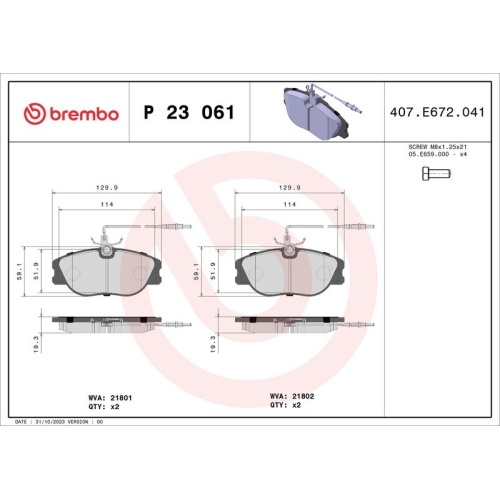 BREMBO Bremsbelagsatz, Scheibenbremse PRIME LINE