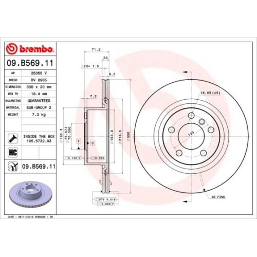 BREMBO Bremsscheibe PRIME LINE - UV Coated