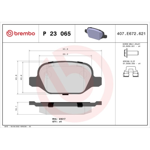 BREMBO Bremsbelagsatz, Scheibenbremse PRIME LINE