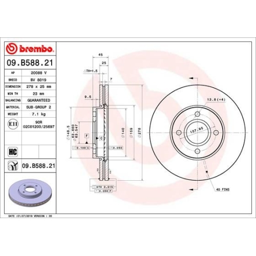 BREMBO Bremsscheibe PRIME LINE - UV Coated