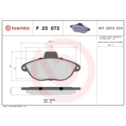 BREMBO Bremsbelagsatz, Scheibenbremse PRIME LINE