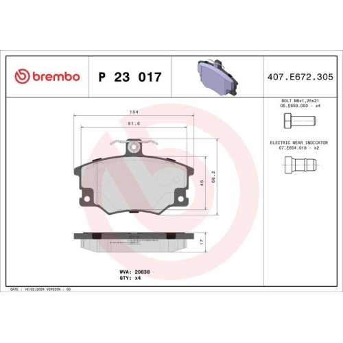 BREMBO Bremsbelagsatz, Scheibenbremse PRIME LINE