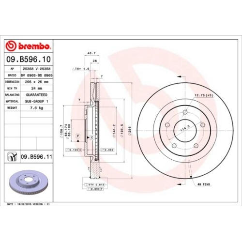 BREMBO Bremsscheibe PRIME LINE - UV Coated