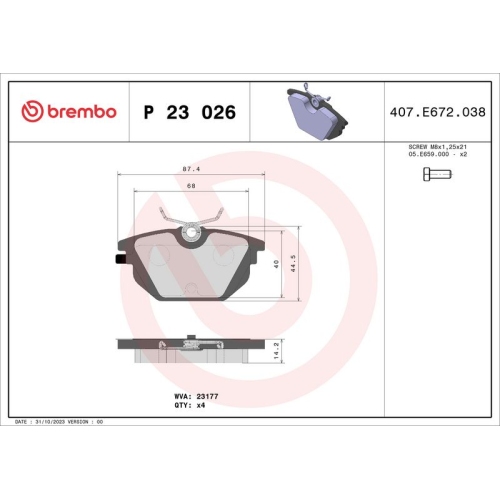 BREMBO Bremsbelagsatz, Scheibenbremse PRIME LINE