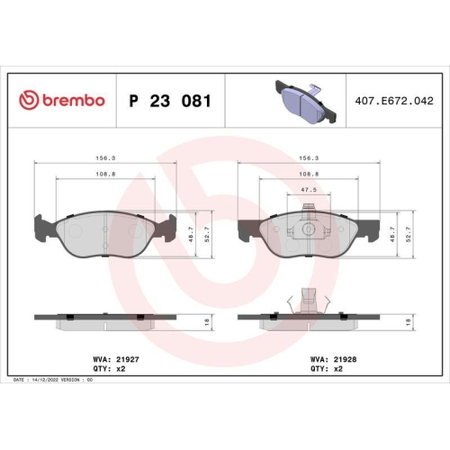 BREMBO Bremsbelagsatz, Scheibenbremse PRIME LINE