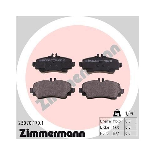 ZIMMERMANN Bremsbelagsatz, Scheibenbremse