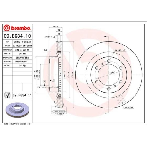 BREMBO Bremsscheibe PRIME LINE - UV Coated