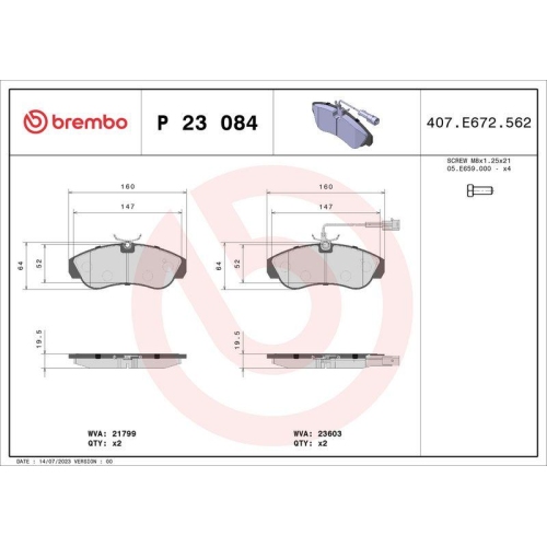 BREMBO Bremsbelagsatz, Scheibenbremse PRIME LINE