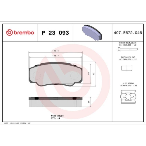 BREMBO Bremsbelagsatz, Scheibenbremse PRIME LINE