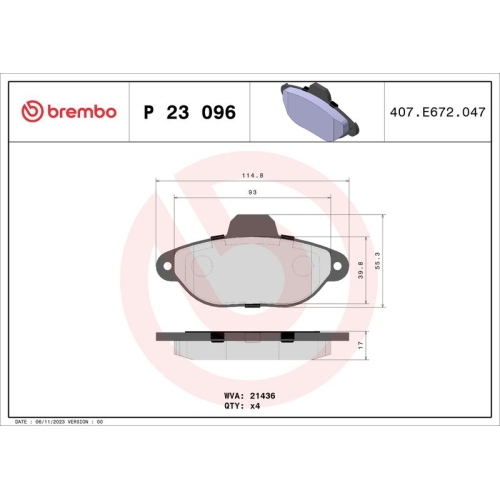 BREMBO Bremsbelagsatz, Scheibenbremse PRIME LINE