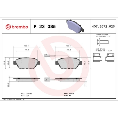 BREMBO Bremsbelagsatz, Scheibenbremse PRIME LINE