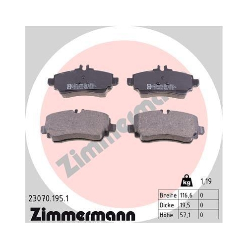 ZIMMERMANN Bremsbelagsatz, Scheibenbremse