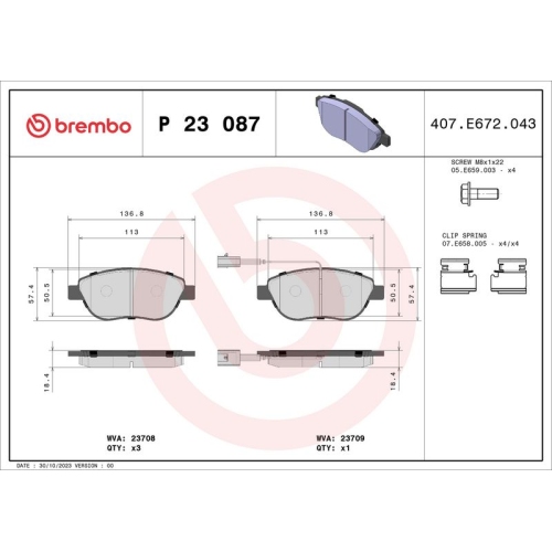 BREMBO Bremsbelagsatz, Scheibenbremse PRIME LINE