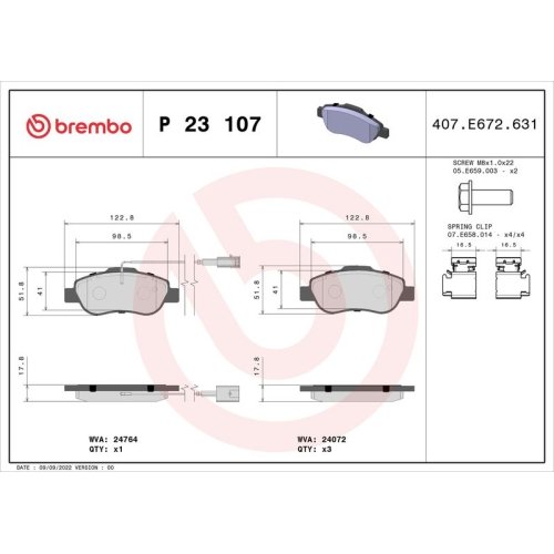 BREMBO Bremsbelagsatz, Scheibenbremse PRIME LINE